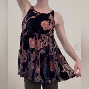 Velvet Burnout floral Babydoll Swing tank